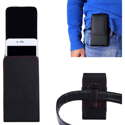 Universal 4.7-6.3'' Phone Bag Case for iPhone Samsung Huawei Xiaomi HTC Waist Bag PU Leather Belt Clip Phone Pouch Bag black