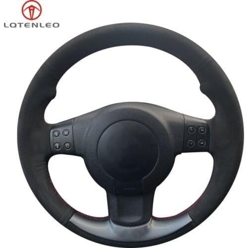 LQTENLEO Black Suede Car Steering Wheel Cover For Seat Leon (1P) FR 2005-2009 Leon (1P) Cupra 2005-2009 Ibiza (6L) FR 2005-2009