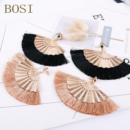 2019 Women Earrings Tassel New Bohemian Statement Luxury Handmade Earring Long Big jewelry Geometric Fringe Fashion leaf Boho cc