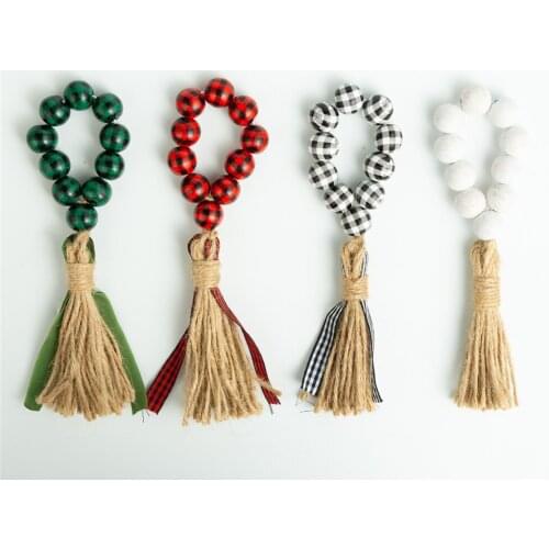 12 / PCS color Wood Bead Tassel napkin ring napkin buckle European and American Pastoral home decoration 2021.7 new product
