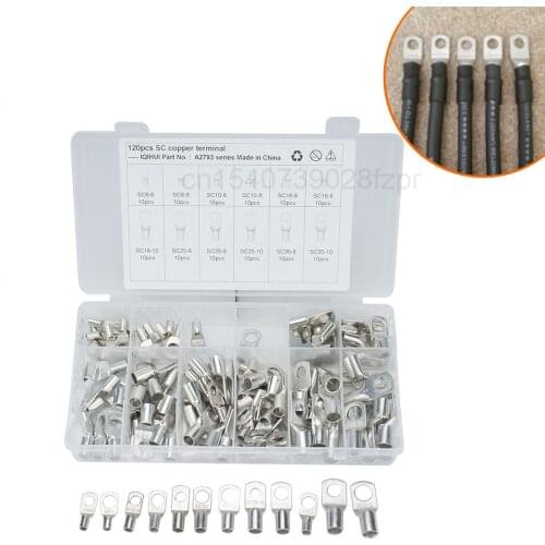 120 Pcs. - 12 Kinds of Sc Series Peeping Copper Terminals / Short Tube Terminals / Red Copper Tinned Copper Lugs