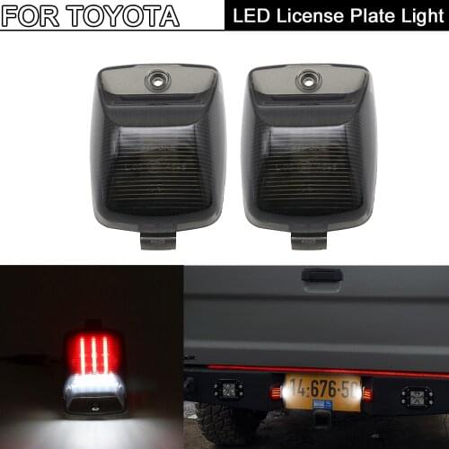 2Pcs For Toyota Tacoma 2005-2015 Tundra 2000-2013 High Brightness White+Red LED License Plate Light Number Plate Lamp