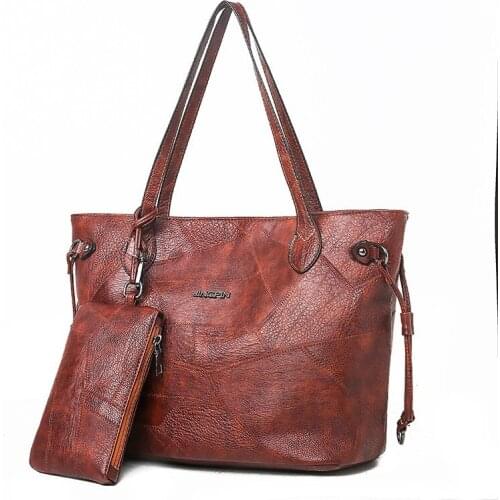 2pc/s Women Leather Handbags High Quality Purses And Handbags Sac A Main Vintage Large Capacity Tote Bags Female Bolsa Dropship