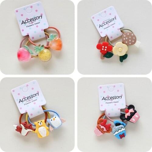 3PCS Hot Cute Fruit Follow Icecream Princess Headwear Kids Elastic Hair Bands Children Ropes Girls Accessories Baby Headdress