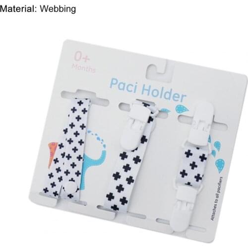 3Pcs/Set 6 Styles Pacifier Clip Cartoon Print Anti-lost Webbing Pacifier Toy Handkerchief Holder Strap Baby Accessory