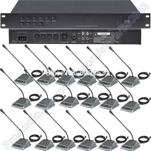 350M-20 Pro 20 Desktop Wired Digital Conference Meeting Room Microphone System 1 Chairman 19 Delegate Unit