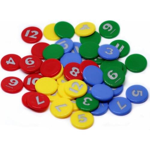 48 pcs/set Poker Chips 4 Colors Texas Hold'em Digital 1-12 ABS Round Value Coins Poker Wholesale