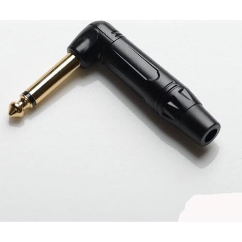 5pcs/lot 6.5mm elbow electric guitar 6.5 plug gold-plated right angle big two core 6.35mm90 degree mono plug