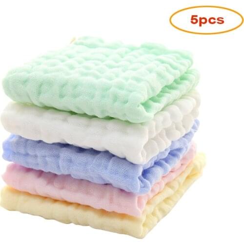 5pcs Baby Muslin Washcloths Natural Muslin Cotton Baby Wipes Newborn Baby Face Towel muslin Towel Handkerchief Wipe Towel