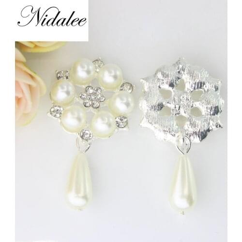 5pc Pearl Rhinestone Button Bucklr Wedding Invitations Decorate Metal Hair Flower Center Scrapbooking DIY Accessories