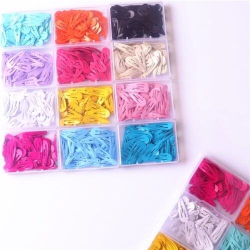 50Pcs/Box Korean Hairpins Small 3cm Hair Clips Kids Metal Snap Headwear Cute Girls Waterdrop Candy Color Hair Accessories
