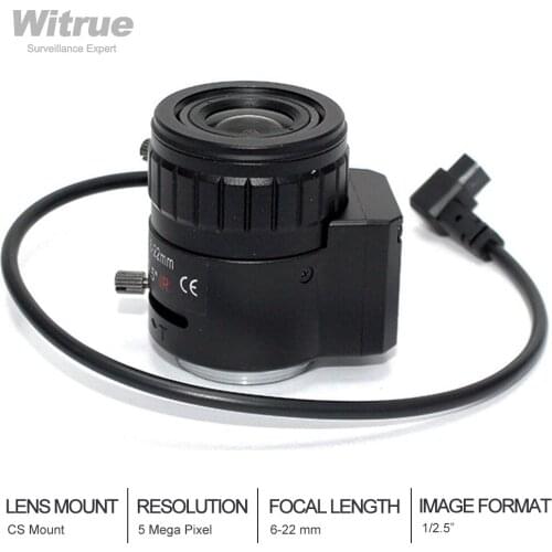 5MP 6-22mm Varifocal CCTV Lens F1.6 IR Manual DC Auto Iris CS Mount for 1080P 2MP 3MP 4MP 5 Megapixel HD Security IP Camera