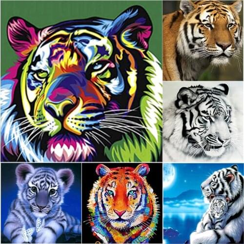 New DIY 5D Diamond Embroidery Animal Diamond Painting Tiger Cross Stitch Scenery Full Square Round Drill Mosaic Home Decor Gift