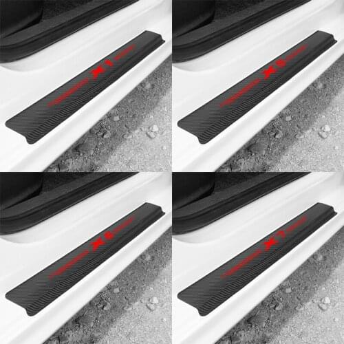 Car styling 4pcs Carbon Fiber Car Door Scuff Plate sticker Decal for BMW X1 X2 X3 X4 X5 X6 X7 Car Accessories
