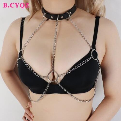 B.CYQZ Suspender Lingerie Adjustable Handmade Body Bondage Cage Harness Woman Chain Clothing Garter Gothic Costume Sexy Stocking