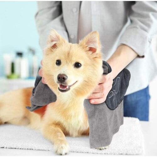 Microfiber Pet Absorbent Towel Pet Drying Towel Ultra-absorbent Dog Bath Towel 100*50cm Soft Material Paw Print Bath Towel