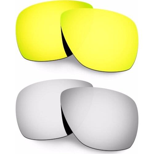 HKUCO For Breadbox Sunglasses Polarized Replacement Polarized Lenses- Gold/Silver 2 Pairs