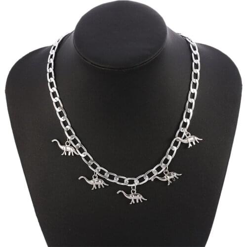 Harajuku Animal Dinosaur Pendant Necklace Retro Personality Choker Chain Cool Stuff Jewelry for Men Women Party Gift