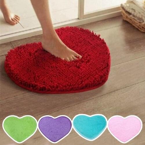 Love Heart Shape Bathroom Carpet Doormat Non-Slip Soft Microfiber Fluffy Bathroom Area Rug For Bedroom Mat Carpets Living Room