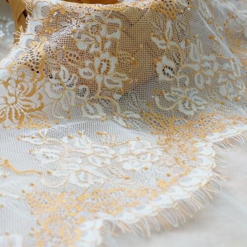 3 Yards Yellow + Off White Chantilly Lace Trim sewing Craft Accessories Eyelash Lace Ribbon For Dress wedding Party decoration