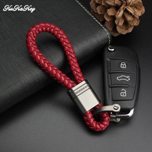 KUKAKEY PU Leather Car Keychain Keyring Emblem For Renault SAAB SEAT Skoda Subaru Suzuki Car Styling Key Rings Chain Holder Fob