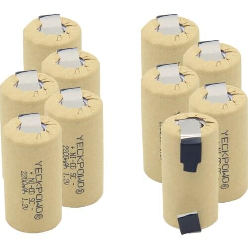 Akkumulator 2200mAh 1.2V SC batteries NICD sub C battery soldering tape for screwdrivers real capacity guaranteed for shavers