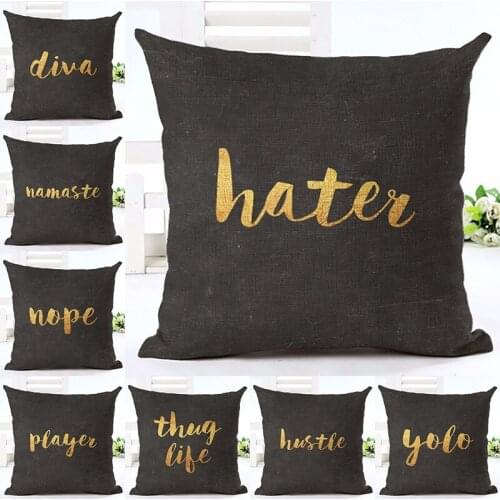 Retro Style Letter Printed Linen Cotton Fabric For Sofa Bed Throw Pillow Case Chair Car Seat Pillowcase Home Decor Cushion Cover