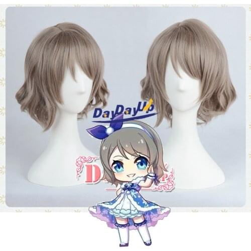 Lovelive Sunshine Watanabe You Short Wavy Love Live Cosplay Role Play Synthetic Hair Halloween Party Carnival + Free Wig Cap