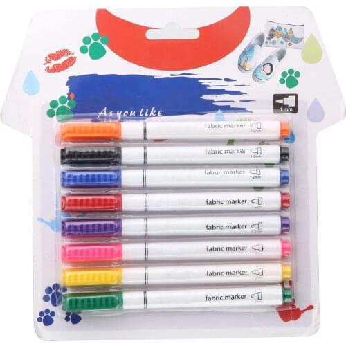 8pcs New Clothes Textile Markers Fabric Paint Pens DIY Crafts T-shirt Pigment Painting Pen Writing Liner Marker Pen Supplies