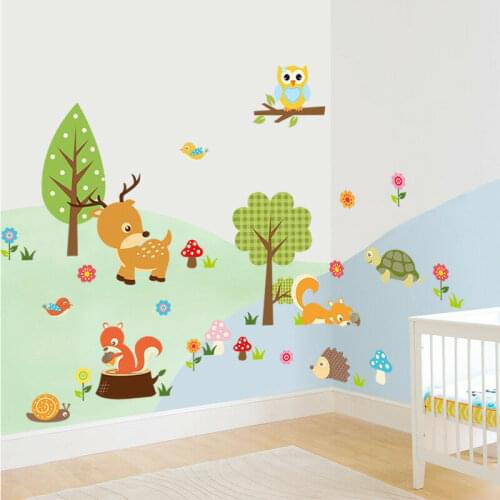 Cute Cartoon Animals Wall Sticker For Children Room Wall Art Mural Kid Room Decal