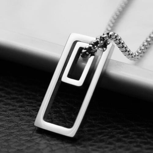 Fashion Frosty Personality Box Necklace Mens and Womens Geometric Set Lovers Couple Matching Decoration hot sale