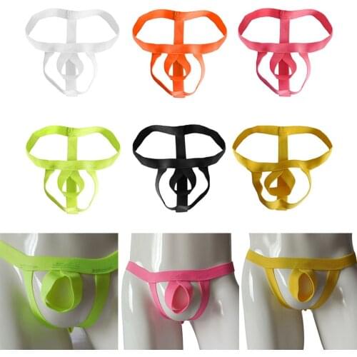 6x Mens G-string Thongs T-back Jockstrap Open Pouch Bandage Harness Underwear Exotic Briefs