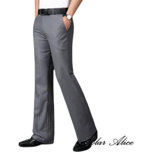 Free Shipping 2021 Mens Four Seasons New Mid-Waist Micro-Flared Casual Pants High-End Business Trousers