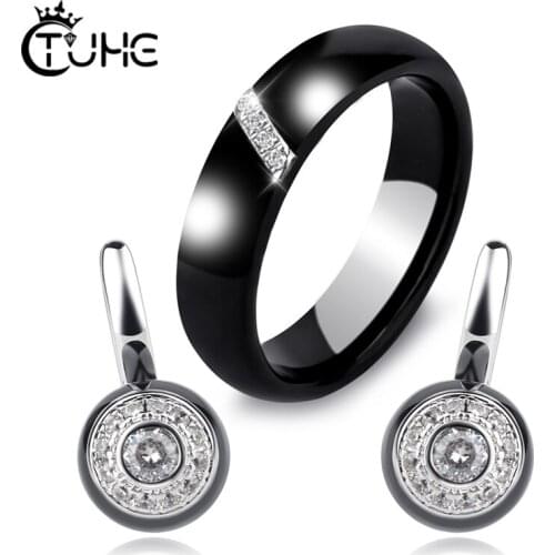 New Arrival Womens Zircon Healthy Ceramic Stud Earrings Wedding Jewelry Set Fashion Leader' Choice Never Fade Healthy Jewelry