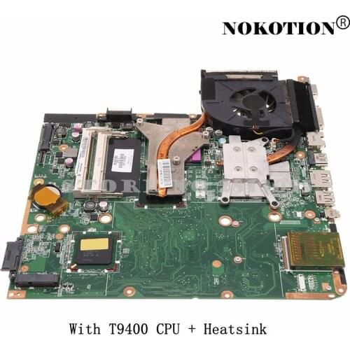 Nokotion 578378-001 DAUT3MB28C0 DAUT3MB28C1 For HP DV6 DV6-1000 Laptop Motherboard HD4500 GPU PM45 DDR3 With T9400 CPU+Heatsink