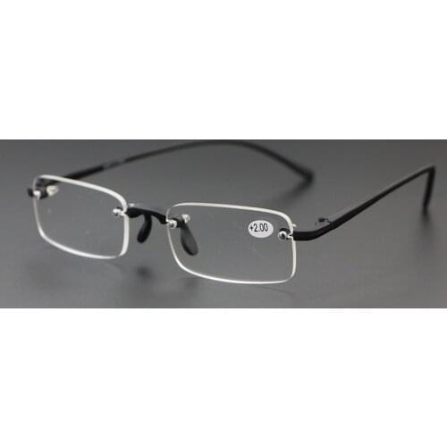 New Design Women Men Rectangle Rimless Tr90 Ultralight Anti Blu Reading Glasses +0.75 +1 +1.25 +1.5 +1.75 +2 +2.5 +2.75 +3 to +4