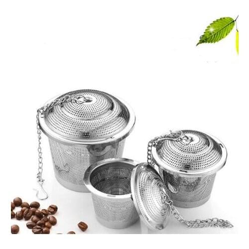 Durable 3 Sizes Silver Reusable 304 Stainless Mesh Herbal Ball Tea Strainer Teakettle Locking Tea Filter Infuser