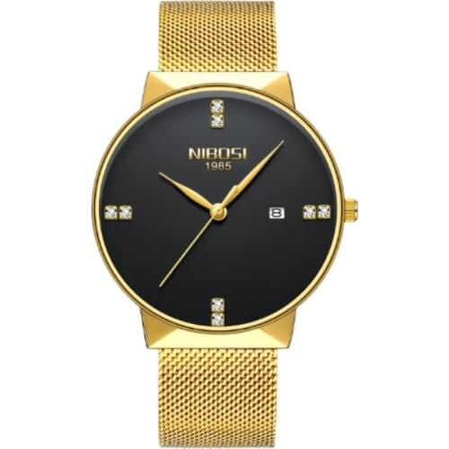NIBOSI Simple Mens Watch 2018 New Waterproof Watch Fashion Milan Womens Band Relogio Masculino Luxury Clock Gold