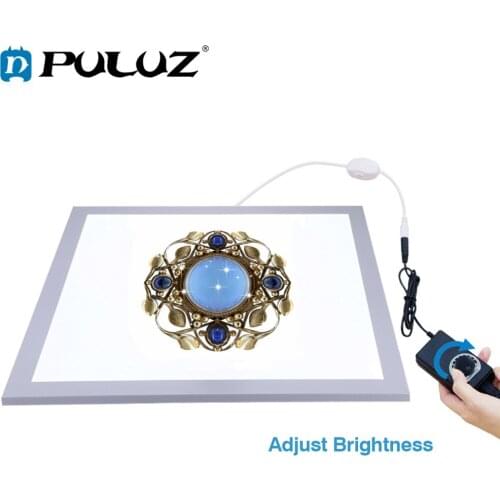 PULUZ 38x38cm 15in Shadowless Bottom Light Photo 1200LM LED Photography Dimmable Lamp Panel with 40x40cm Studio Shoot Lightbox