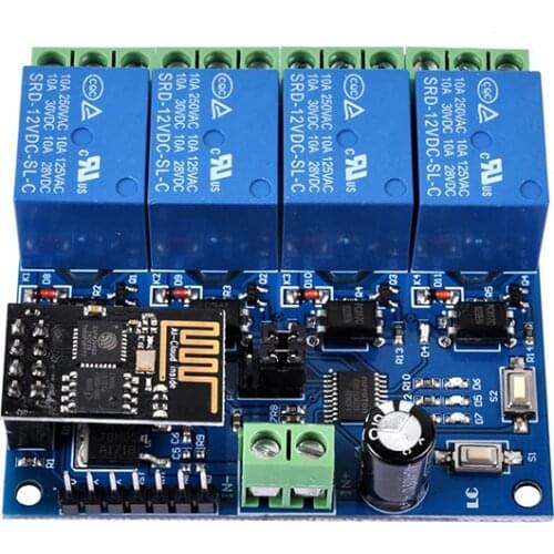 DC 12V 4 Channel Wifi Relay Module ESP8266 ESP-01 12 V Relays Module Remote Control Switch For Smart Home IOT Transmission Phone