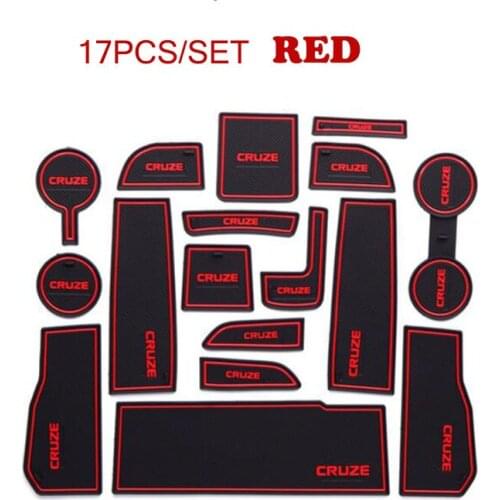 STYO Car Door Groove Gate Slot Cup Armrest Storage Pad Anti-Slip Mat For LHD CRUZE 2017 2018