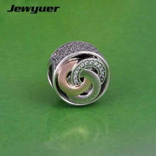 Mothers day Interlinked Circles Charms 925 sterling silver jewelry heart beads fit charm bead bracelet diy Fine jewelry GD111