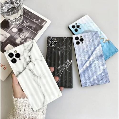 High Quality Suitcase Square Marble Soft Silicone Phone Case for iPhone 12 mini Pro Max 7 8 Plus X XS XR MAX 11 Pro Back Cover