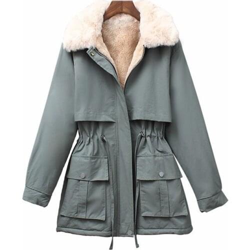 2021 New Winter Womens Jacket Plus Velvet Warm Coat Female Loose Short Windbreaker Coats Plus Size 4XL Ladies Outcoat Overcoat