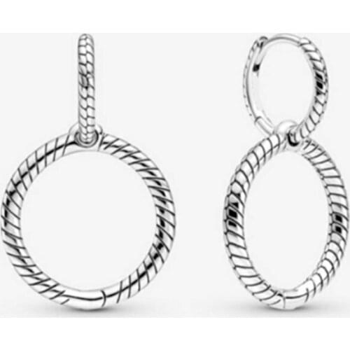 Moments Charm Double Hoop Earrings 100% 925 Sterling Silver Moments Earrings For Fashion Women Jewelry