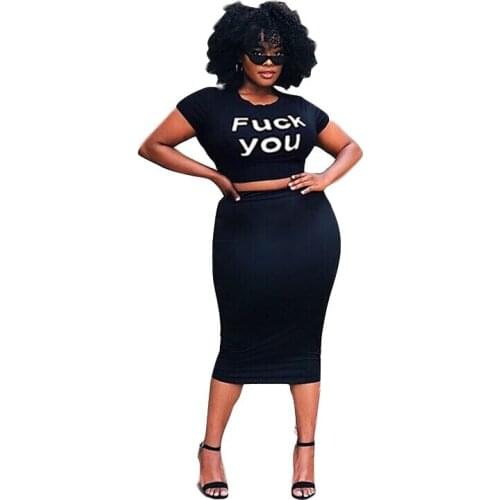 Special design ladies 2 pieces outfits for women letter print black two pieces skirt set women tracksuit LFM6067