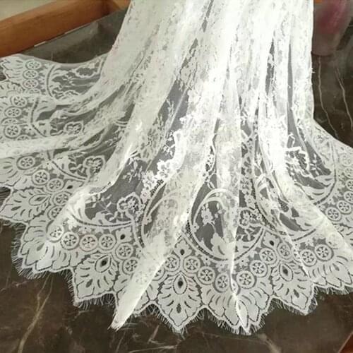 1 piece(150cm*115cm) French Eyelash Lace Fabric 115cm White Wedding Dress Pajamas Comfortable Eyelash Lace Fabric
