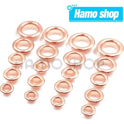 100Pcs Rose Gold Color Hole Metal Eyelets Grommets with Washer For Diy Leathercraft Accessories Shoes Belt Cap Bag Tags Clothes