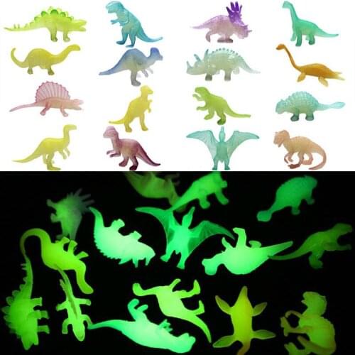 12pcs Dinosaurs Party Favors Baby Shower Glow In The Dark Mini Luminous Jurassic Dinosaur Birthday party Gifts For Children Boys