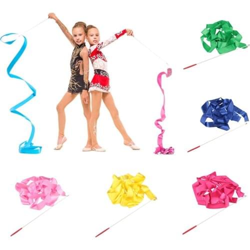 4m Rhythmic Gymnastics Ribbons Gym Dance Bodybuilding Ribbon Rhythmic Art Gymnastic Dance Show Props Colorful Children Toys